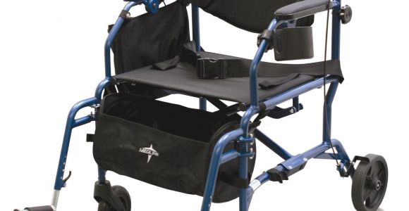 Rollator Walker Transport Chair Combo Medline Translator Combination Transport Chair and Rollator Blue