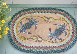 Round Nautical Compass Rugs Op 359 Blue Crab Oval Rug Oval Rugs Beach Cottages and Jute