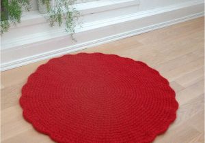 Round Pink Rugs for Nursery Red Round Rug Wool Carpet Red Carpet Crochet Rug Large Bedside