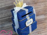 Royal Blue and Gold Baby Shower Chair Card Box 3 Tier In Royal Blue Gold White Gift Money Box for Any