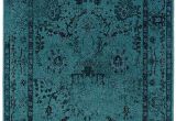Royal Blue Furry Rug Teal Blue Overdyed Style area Rug Teal Blue Woven Rug and Teal