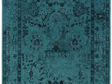 Royal Blue Furry Rug Teal Blue Overdyed Style area Rug Teal Blue Woven Rug and Teal