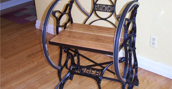 Sewing Chair with Seat Storage Custom Fabricated Chair Steampunk Cast Iron Sewing Machine Bases