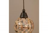 Shell Light Fixture Cord Mini Pendant In Dark Granite Finish W Sea Shell Glass Ceiling