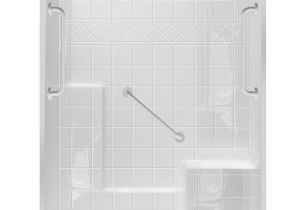 Shower Base and Wall Kit Shop Laurel Mountain Loudon Low Zero Threshold White Gelcoat and