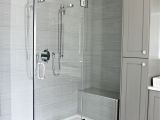 Shower Doors Of Austin Walk In Shower with 2 Shower Heads Fibreglass Base and Porcelain