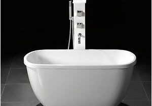 Small Clawfoot Bathtubs A55" Small Acrylic Modern Free Standing Bathtub & Faucet