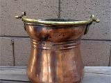 Small Decorative Copper Pots Antique Copper Pail Planter Pot Bucket with Brass Handle