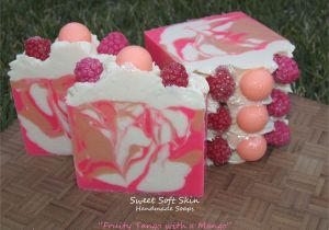 Small Decorative soap Bars Currently Curing Fruity Tango with A Mango soap Peach Raspberry