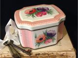 Small Decorative Tea Tins English Tea Canister Pink Tea Tin Box Hinged Lid Decorative