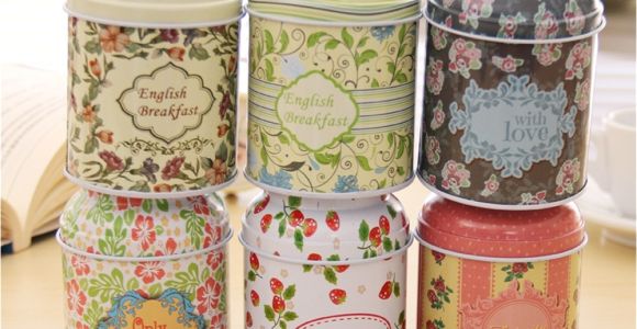 Small Decorative Tea Tins Free Shipping Tea Box Metal Storage Case Candy Can Flower Painting