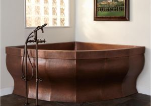 Soaking Corner Bathtubs 85" Rashid Corner Double Wall Copper soaking Tub