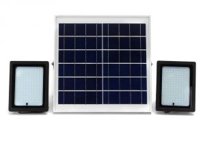 Solar Panel Flood Lights 2 Pcs 20w Waterproof 150 Led Flood Light Remote Control Light Sensor