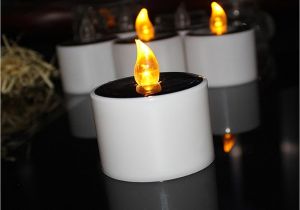Solar Powered Tea Lights Led Flameless Candle solar Powered Led Candle Lamp Yellow Tea Light