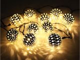 Solar Powered Twinkle Lights 10 Moroccan Metal Ball solar Powered String Lanterns Led Indoor or