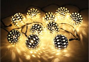 Solar Powered Twinkle Lights 10 Moroccan Metal Ball solar Powered String Lanterns Led Indoor or