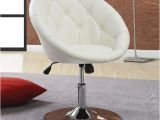 Sphera Modern Design White Leather Swivel Accent Chair Contemporary Round Tufted Faux White Leather Adjustable