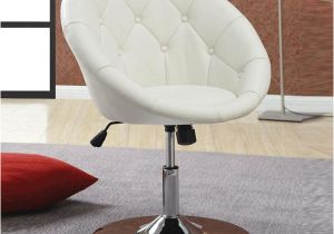 Sphera Modern Design White Leather Swivel Accent Chair Contemporary Round Tufted Faux White Leather Adjustable