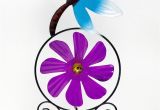 Spinning Metal Garden Art Metal Garden Stake Dragonfly Spinning Purple Flower Yard Art Outdoor