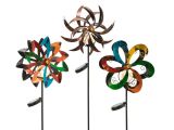 Spinning Sun Kinetic Garden Art Gerson 43 In Tall solar Powered Metal Yard Stakes with Wind