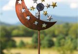 Spinning Sun Kinetic Garden Art solar Moon and Stars Wind Spinner Decorative Garden Accents Sun