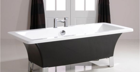 Square Freestanding Bathtub 1700mm Black Freestanding Bath Tub Modern Roll top
