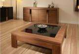 Square Living Room Table Square Coffee Table Walnut with Black Glass