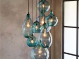 Stained Glass Hanging Lamps for Sale Salon Glass Pendant Canopy Limpid Turquoise Drops Of Hand Blown