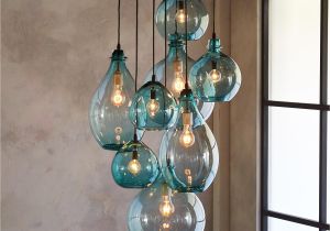 Stained Glass Hanging Lamps for Sale Salon Glass Pendant Canopy Limpid Turquoise Drops Of Hand Blown