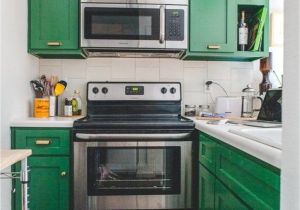 Stainless Steel Kitchen Cabinets Very Small Kitchen with Green Painted Cabinets and Stainless Steel