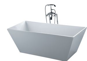 Standalone Acrylic Bathtub Bathtub soaking Rectangle & Floor Faucet Modern Stand