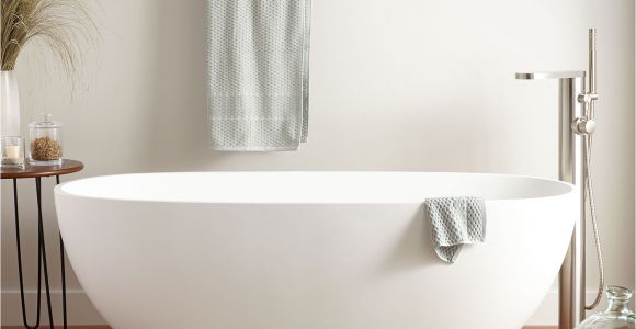 Standalone Bathtub Allene Resin Freestanding Tub Matte Finish Bathroom