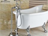 Standalone Bathtub Faucet Chrome Free Standing Bathroom Tub Faucet Mixer Dual