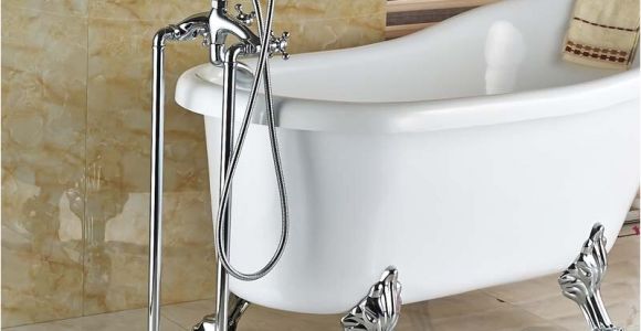 Standalone Bathtub Faucet Chrome Free Standing Bathroom Tub Faucet Mixer Dual