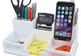 Staples Decorative Computer Paper Victor W9525 Pure White Desk organizer with Smart Phone Holdera