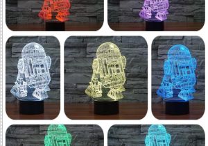 Star Wars Lights Hot Sale 3d Star Wars Warship Robot Kawaii R2 D2 Lamp 7 Colors