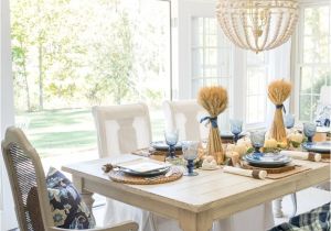 Stein Mart Dining Chairs Casual Blue and White Thanksgiving Table