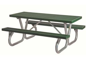 Sturdy Camping Table and Chairs 6 Ft Heavy Duty Plastisol Coated Metal Picnic Table with Bolted
