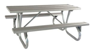Sturdy Camping Table and Chairs 8 Ft Aluminum Picnic Table with Heavy Duty Bolted 2 3 8 O D Tube