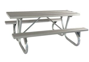 Sturdy Camping Table and Chairs 8 Ft Aluminum Picnic Table with Heavy Duty Bolted 2 3 8 O D Tube