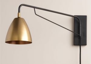 Swag Lamps that Plug Into Wall Crafted with A Pivoting Arm and Adjustable Antique Brass Shade