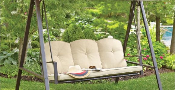 Swing Chairs for Outdoors Hampton Bay Cunningham 3 Person Metal Outdoor Swing with Canopy