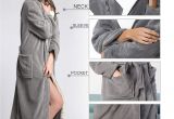 Tall Womens Floor Length Robes Hooded Herringbone Women S Grey Color soft Spa Bathrobe with Cream