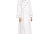 Tall Womens Robes Floor Length Cinderella Long Women S Long Terry Robe White with Gray Piping