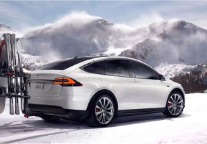 Tesla Roof Rack Tesla Model X Shown with Ski Snowboard Carrying Hitch Rack