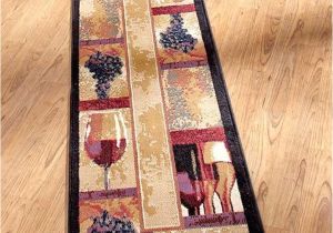 Three Piece area Rug Set Decorative Wine Grape themed Nonskid area Accent or Runner Wine