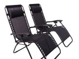 Timber Ridge Zero Gravity Chair with Side Table Zero Gravity Chair Black 2 Pieces Padded Headrest Home Outdoor Lawn