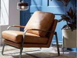 Top Grain Leather Accent Chair Rivet Summit Mid Century Modern top Grain Leather Steel