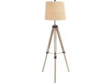 TriPod Spotlight Lamp Light Brown Wooden TriPod Floor Lamp with Cream Shade Vintage