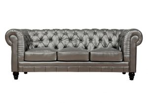 Tufted sofa Gray Zahara Silver Leather sofa Apartment Living Pinterest Leather